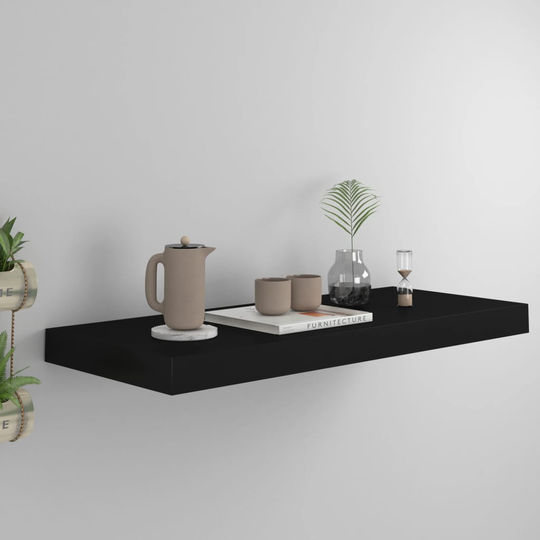 vidaXL Kelluva seinähylly musta 60x23,5x3,8 cm MDF