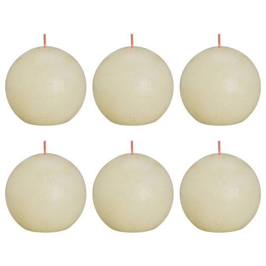 Bolsius Pallokynttilät Shine 6 kpl rustiikkinen 76x190 mm pehmeä helmi
