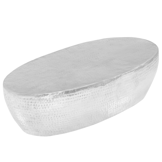 vidaXL Sohvapöytä vasaroitu alumiini 100x50x28 cm hopea