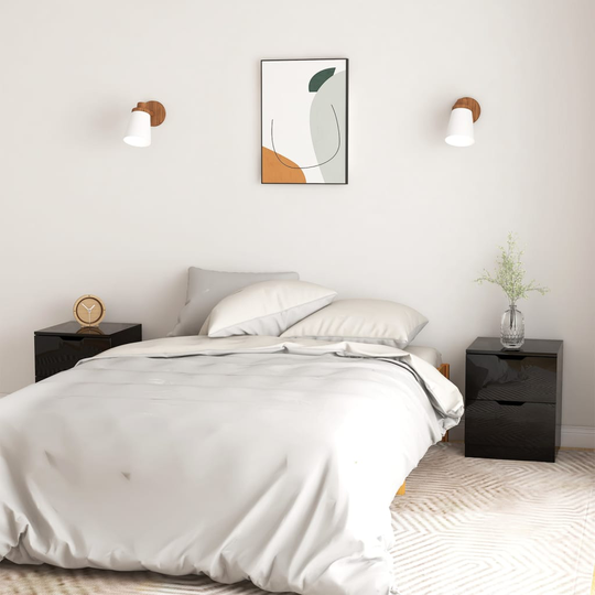 vidaXL Yöpöydät 2 kpl korkeakiilto musta 40x40x50 cm lastulevy