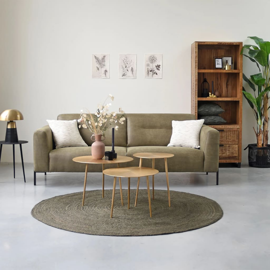 LABEL51 Juuttimatto pyöreä 150x150 cm XL maastonvärinen