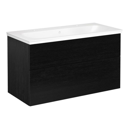 Gustavsberg Artic Pesukaappipakkaus otelista, musta tammi, 100 cm, 2 sekoititimen aukko
