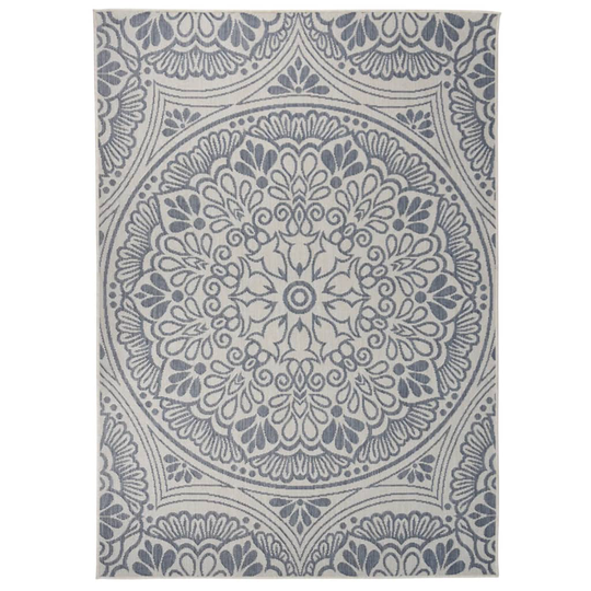 vidaXL Ulkomatto Flatweave 120x170 cm sininen kuvio