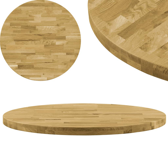 vidaXL Pöytälevy kiinteä tammipuu pyöreä 44 mm 900 mm