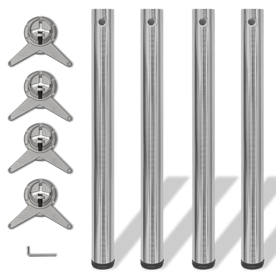 vidaXL 4 Korkeussäädettävää Pöydän Jalkaa Harjattu Nikkeli 710 mm
