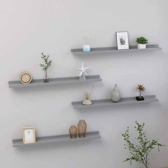 vidaXL Seinähyllyt 4 kpl harmaa 80x9x3 cm
