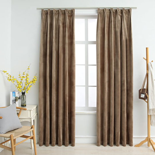 vidaXL Pimennysverhot koukuilla 2 kpl sametti beige 140x225 cm