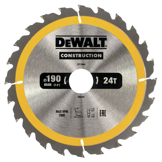 Dewalt DT1944-QZ Pyörösahanterä 190 x 30 mm, 24T