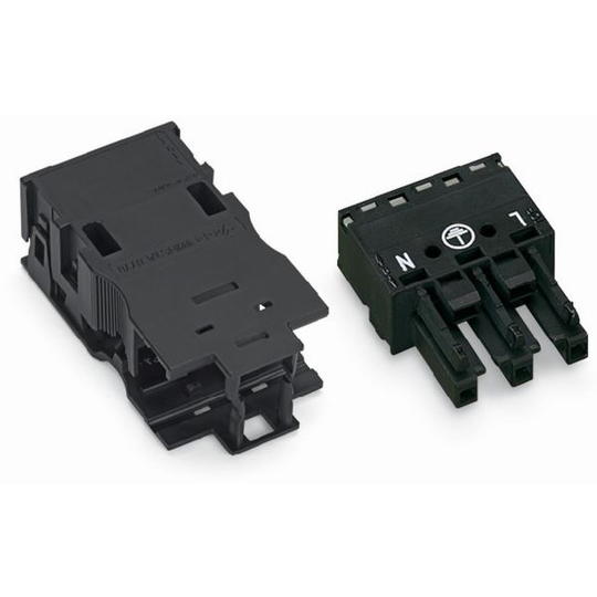 Wago 770-203 Naarasliitin 3-napainen, L/PE/N, musta
