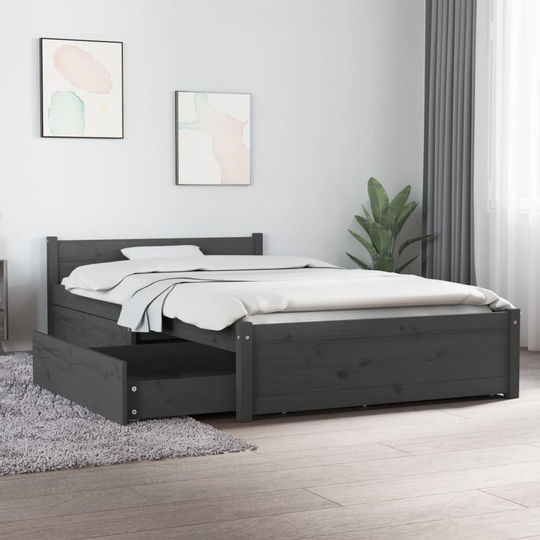 vidaXL Sängynrunko laatikoilla harmaa 100x200 cm