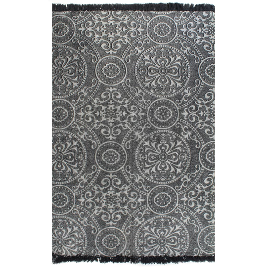 vidaXL Kelim matto puuvilla 120x180 cm kuviolla harmaa