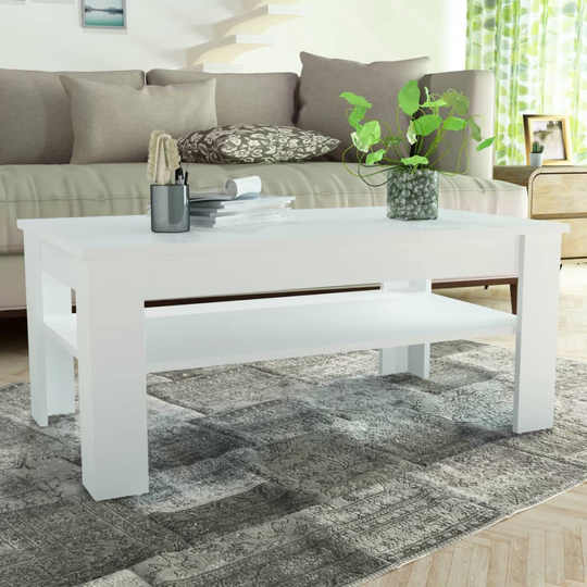 vidaXL Sohvapöytä Lastulevy 110x65x48 cm Valkoinen