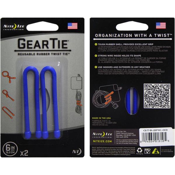 Nite Ize Gear Tie 6 Vaijeri 2 kpl:n pakkaus blå