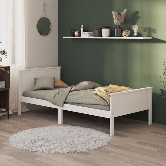 vidaXL Sängynrunko valkoinen täysi mänty 90x200 cm
