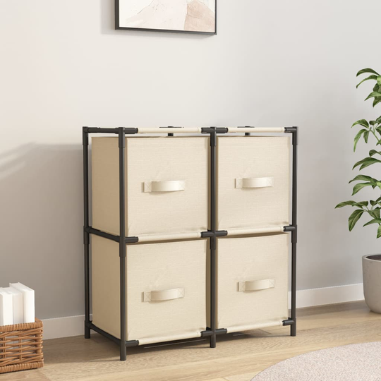 vidaXL Varastokaappi 4 kangaskorilla kerma 63x30x71 cm teräs