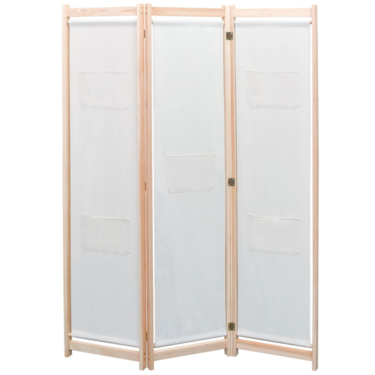 vidaXL 3-Paneelinen Tilanjakaja kerma 120x170x4 cm kangas