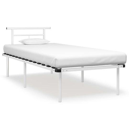 vidaXL Sängynrunko valkoinen metalli 90x200 cm