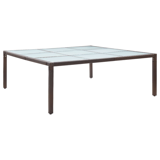 vidaXL Puutarhan ruokapöytä ruskea 200x200x74 cm polyrottinki