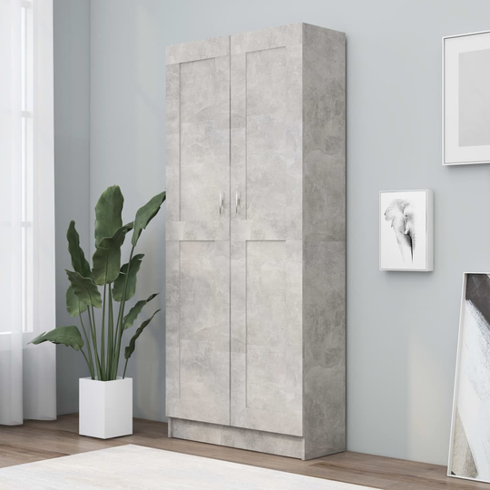 vidaXL Kirjahylly betoninharmaa 82,5x30,5x185,5 cm lastulevy