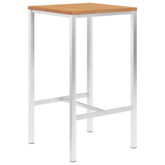 vidaXL Baaripöytä 60x60x105 cm täysi tiikki ja ruostumaton teräs