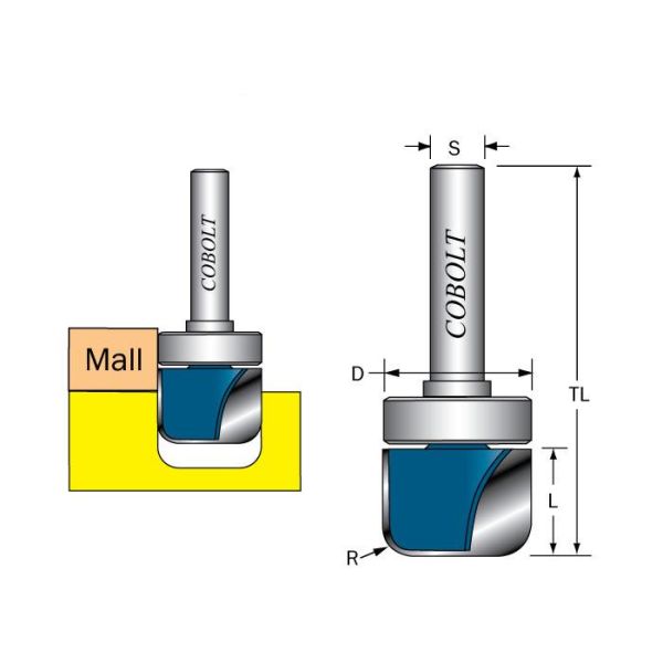 Cobolt 240-922 Kanavaleikkuri/kuppijyrsin D=22 R=4,5