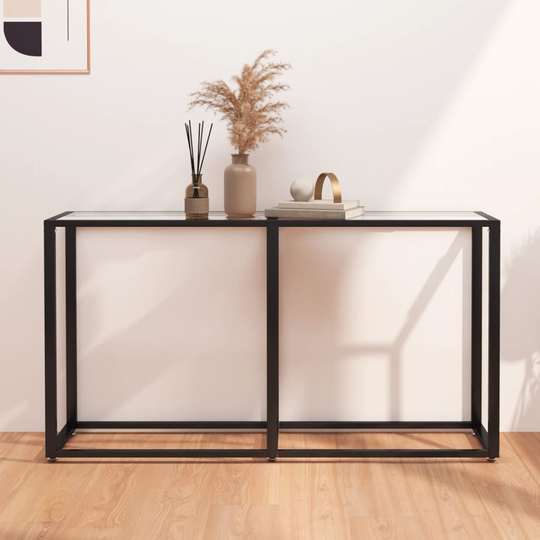 vidaXL Konsolipöytä läpinäkyvä 140x35x75,5 cm karkaistu lasi