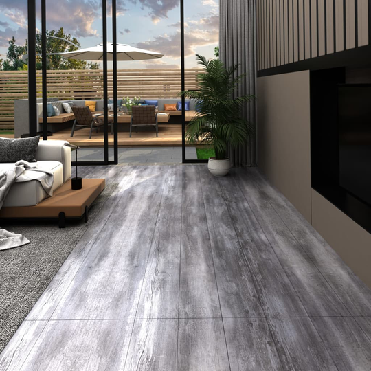 vidaXL Itsekiinnittyvät PVC-lattialankut 2,51 m² 2 mm matta puu harmaa