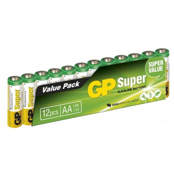 GP Batteries Super Alkaline 15A-S12/LR6 Alkaliparistot AA, 12 kpl:n pakkaus