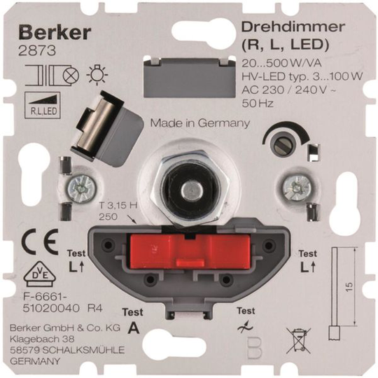 Hager 2873 Pyörivä himmennin LEDille, 3–100W, S.1