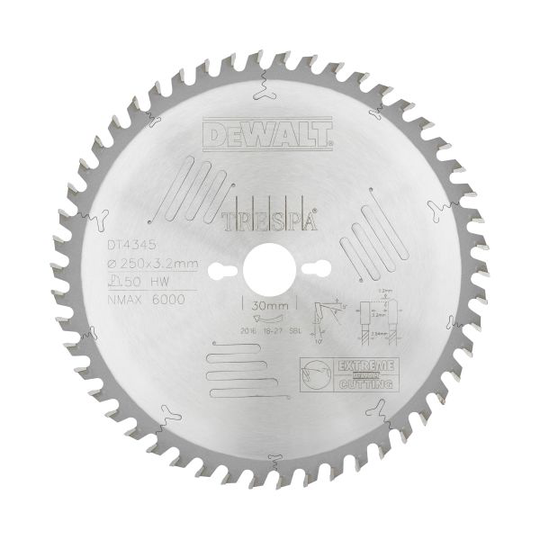 Dewalt DT4345-QZ Pyörösahanterä 250 mm, 50T