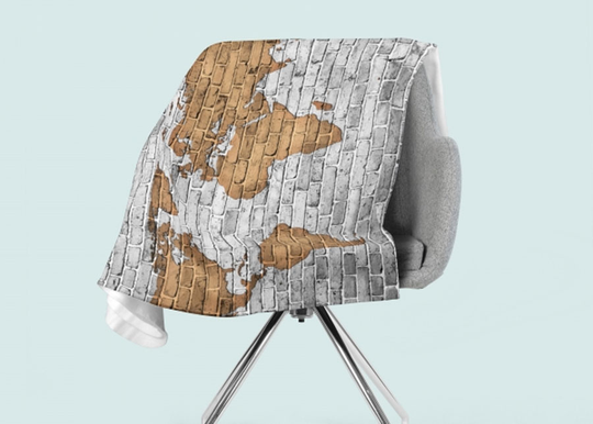 Torkkupeitto Drawn Map on the Wall 130x150 cm