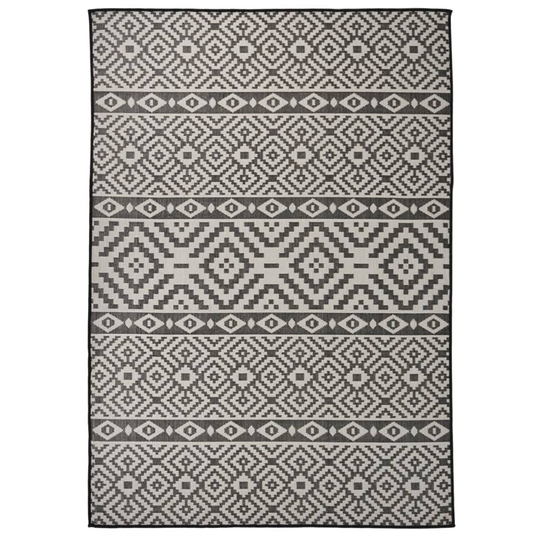 vidaXL Ulkomatto Flatweave 140x200 cm mustat raidat