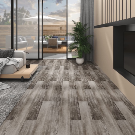 vidaXL PVC lattialankku ei-itsekiinnittyvä 5,26 m² 2 mm matta ruskea