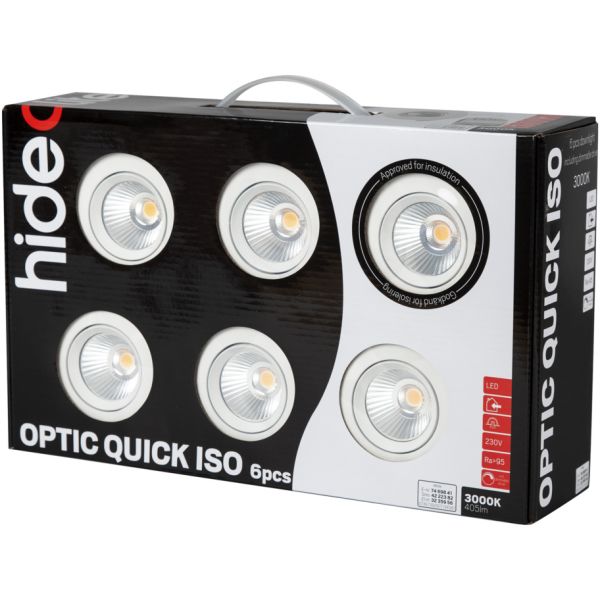 Hide-a-Lite Optic Quick ISO Alasvalo valkoinen, 6-pack 3000 K