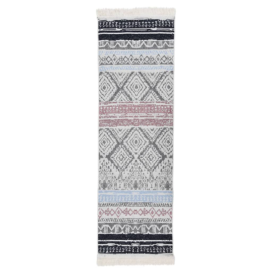 vidaXL Matto pinkki ja sininen 80x300 cm puuvilla