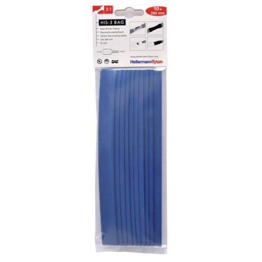Hellermann Tyton HIS-3 Bag 12/4 Kutistesukka 12/4 x 200 mm, 10 kpl/pakkaus sininen