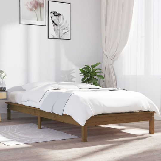 vidaXL Sängynrunko hunajanruskea 90x200 cm täysi mänty
