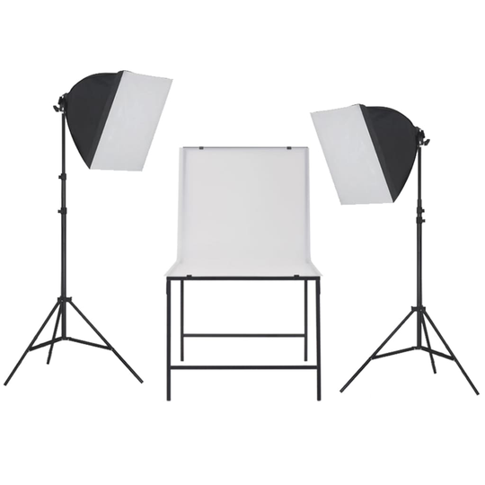 vidaXL Valokuvastudio/Softbox-valaisinsarja kuvauspöydällä