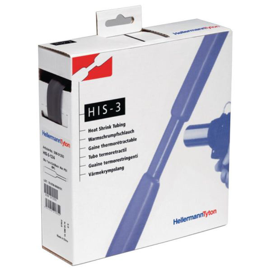 Hellermann Tyton HIS-3 Kutistesukka 3:1, musta 1,5/0,5 mm, 10 m