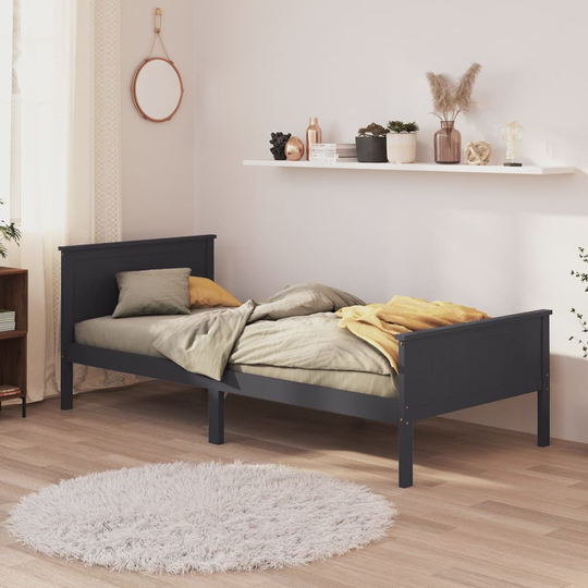 vidaXL Sängynrunko harmaa täysi mänty 100x200 cm