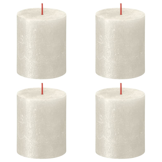 Bolsius Pilarikynttilät Shimmer 4 kpl rustiikkinen 80x68 mm norsunluu