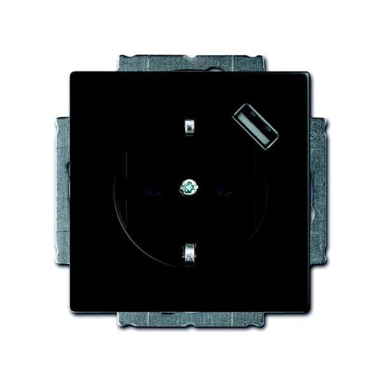 ABB Impressivo 20EUCBUSB-885-500 Seinäpistorasia mattamusta, USB-laturi