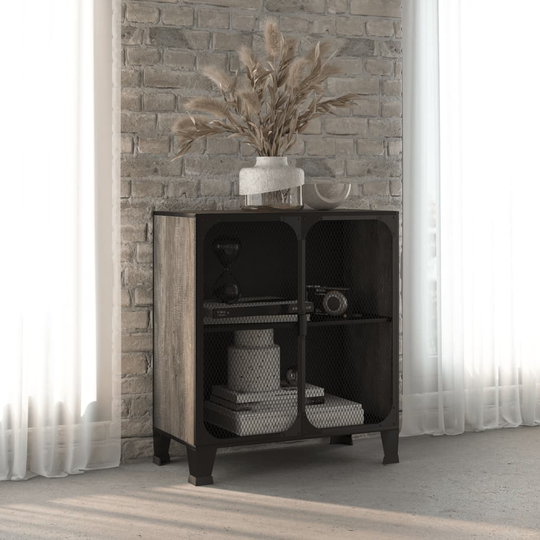 vidaXL Säilytyskaappi harmaa 72x36x82 cm metalli ja MDF