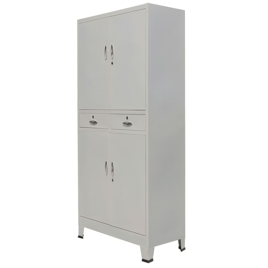vidaXL Toimistokaappi 4 ovella Teräs 90x40x180 cm Harmaa