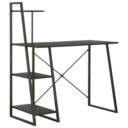 vidaXL Työpöytä hyllyillä musta 102x50x117 cm