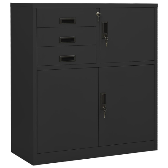 vidaXL Toimistokaappi antrasiitti 90x40x102 cm teräs