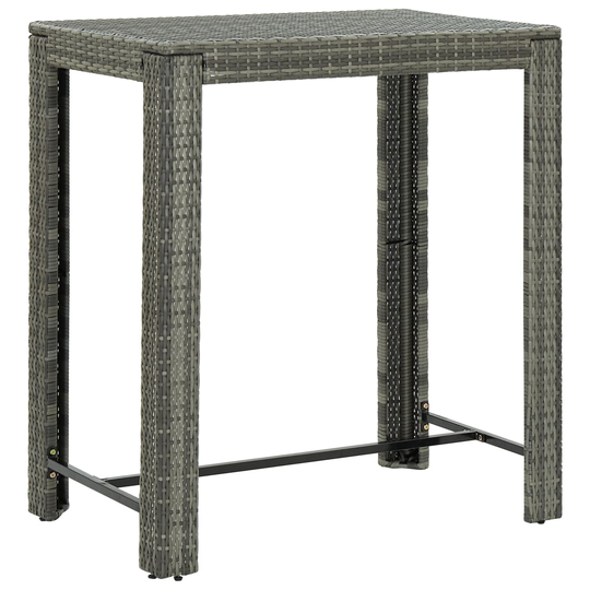 vidaXL Puutarhan baaripöytä harmaa 100x60,5x110,5 cm polyrottinki