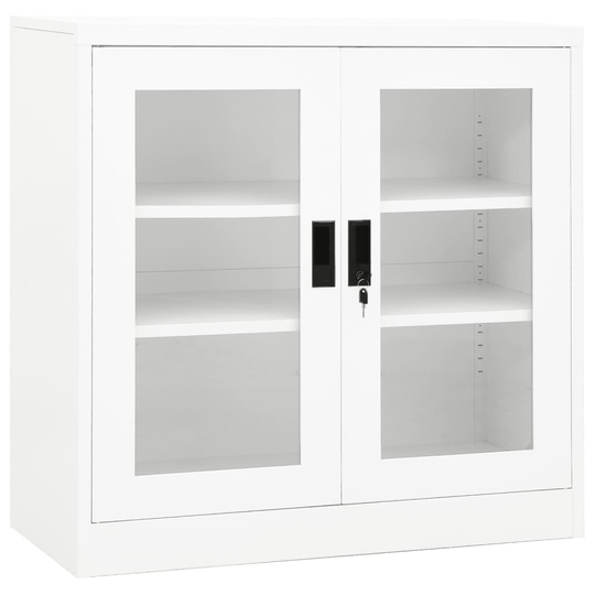 vidaXL Toimistokaappi valkoinen 90x40x90 cm teräs