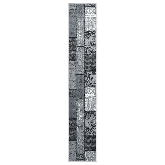 vidaXL Käytävämatto BCF harmaa laatikkokuviolla 60x500 cm