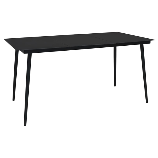 vidaXL Puutarhan ruokapöytä musta 150x80x74 cm teräs ja lasi